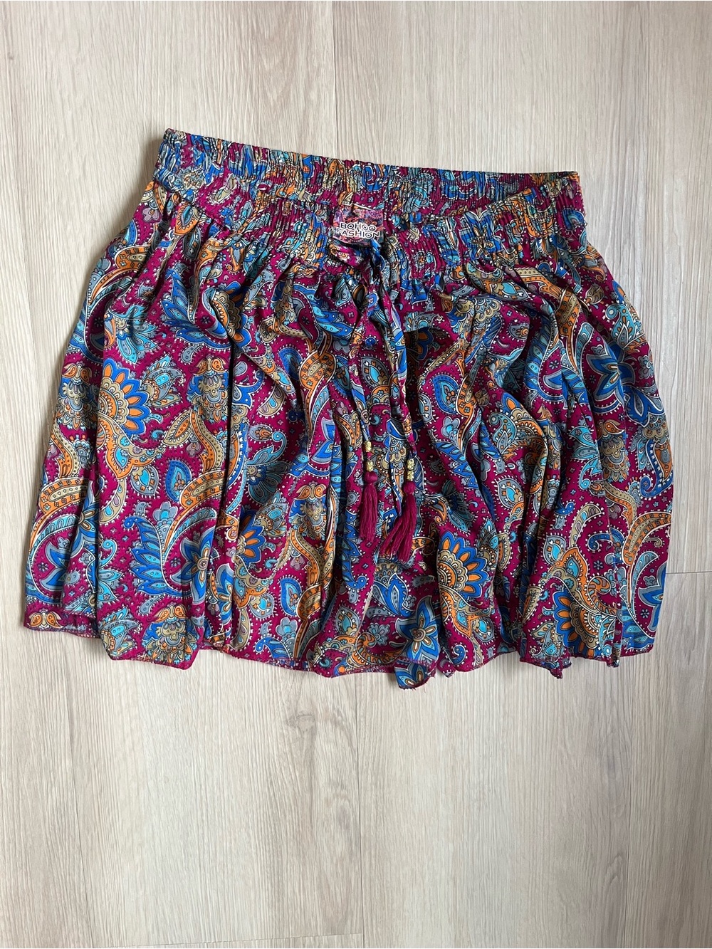 Women’s Paisley Boho Flowy Satin like Shorts